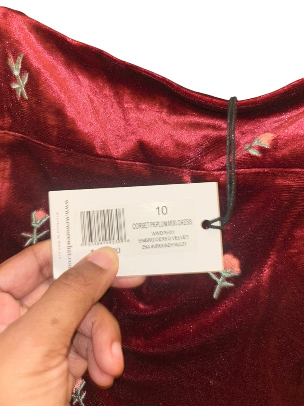 WEWOREWHAT Velvet Rose Corset Peplum Mini Dress size 10 NWT - Picture 4 of 5